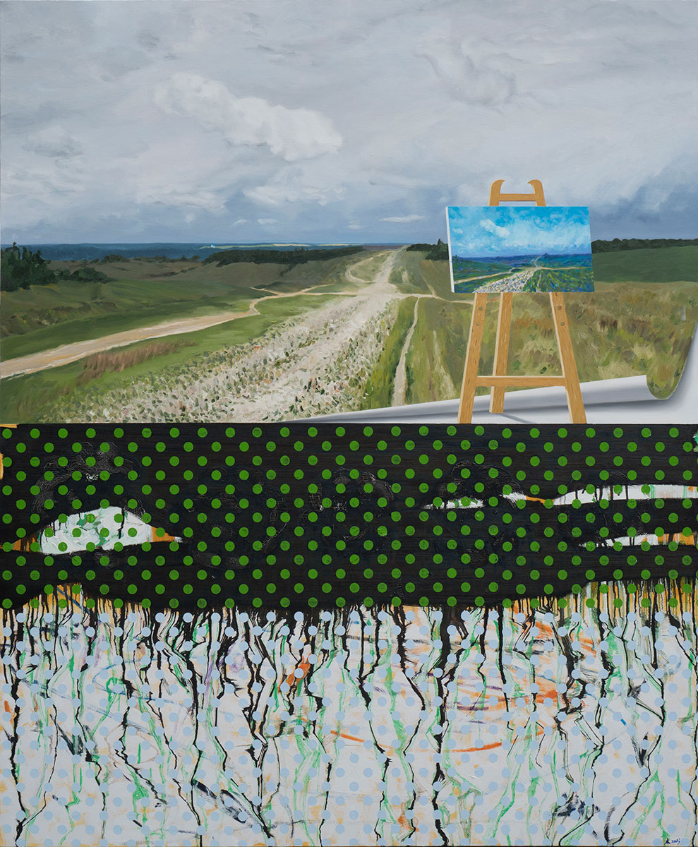 Two roads that once were, oil on canvas, 150x180cm, 2023