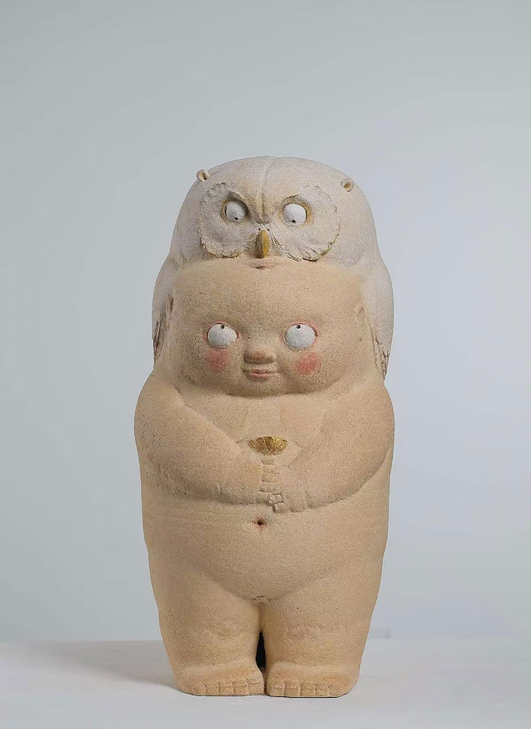 Owl and Man 2, Pottery, 32x33x66cm, 2021