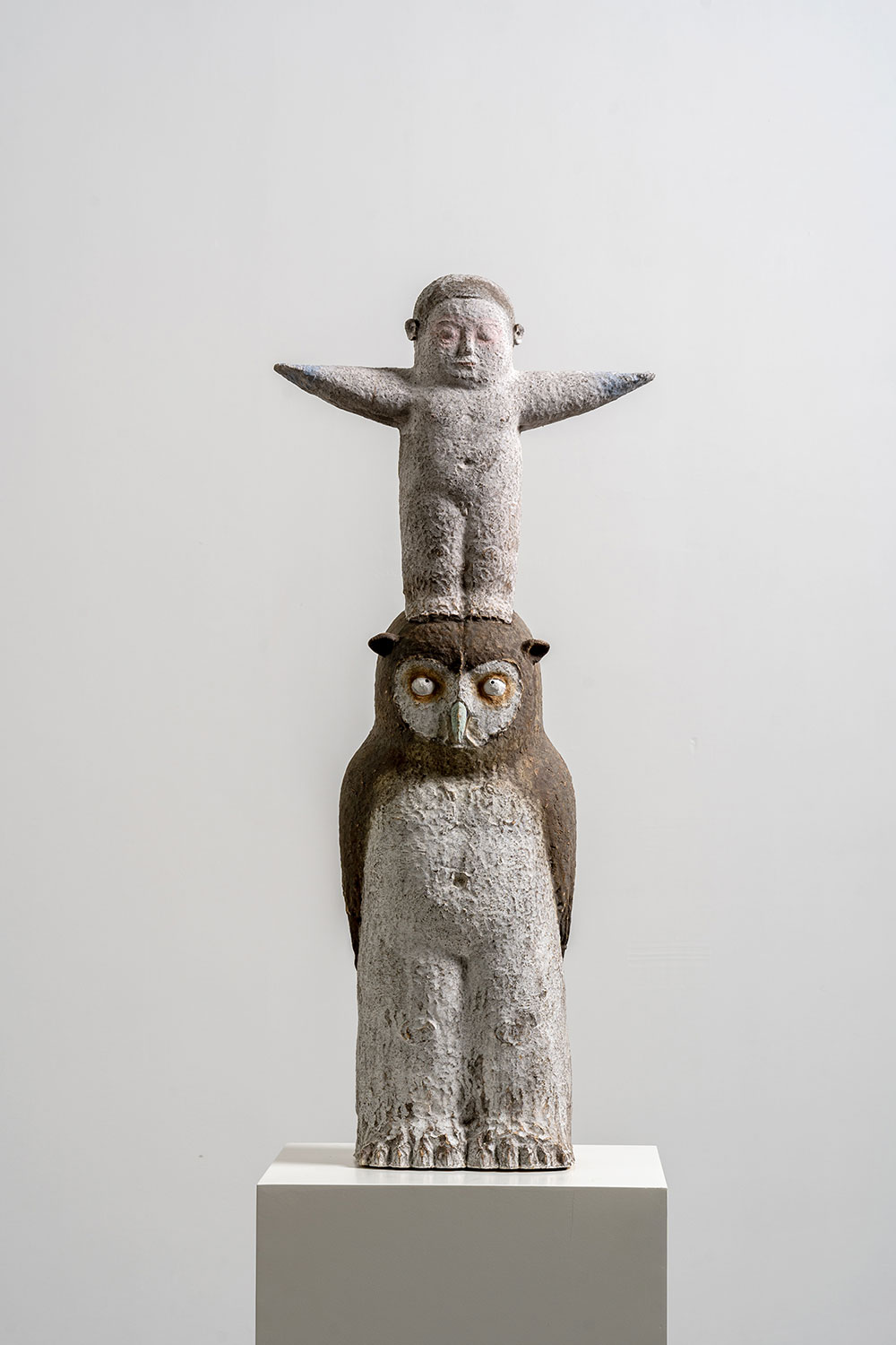 Owl and Man, Pottery, 40x23x92cm, 2024