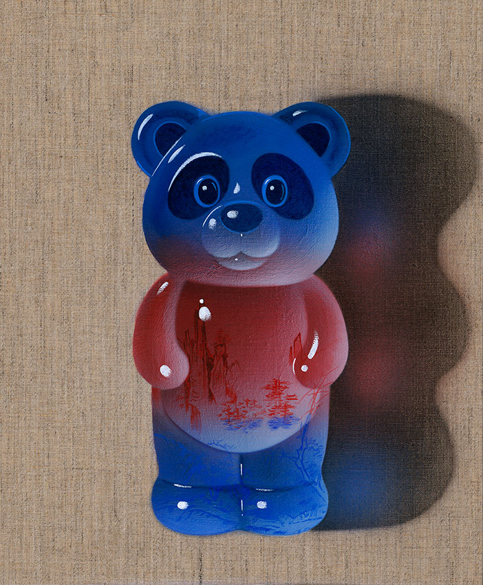 Emerald Gummy Panda - Song of the Wanderers, Acrylic on Canvas, 50x40cm, 2025