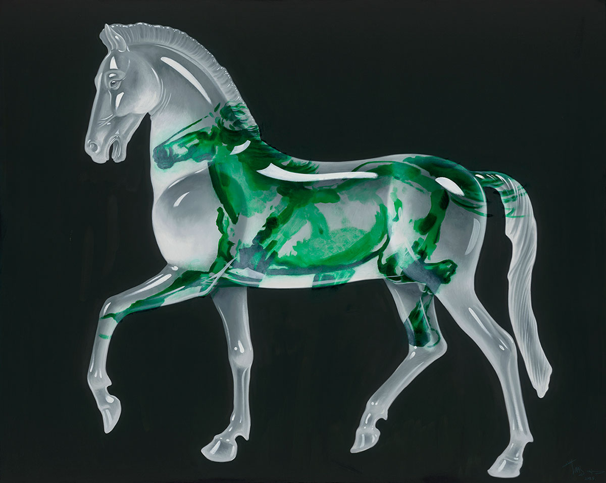 Emerald Horse - Da Vinci, Oil on canvas, 150x120cm, 2025
