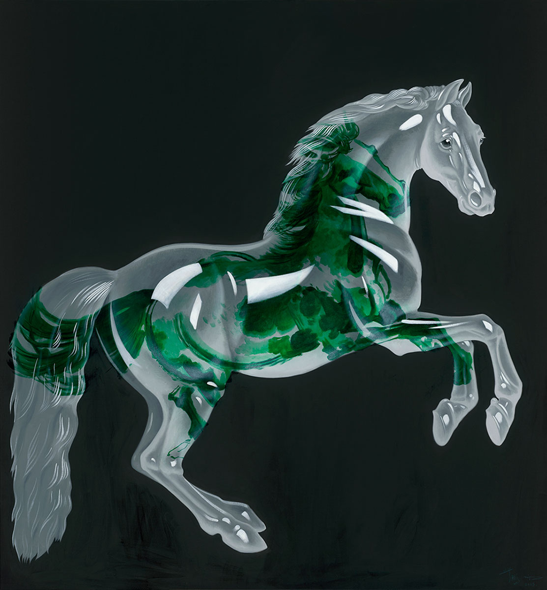 Emerald Horse - Whistle Jacket, Oil on canvas, 150x140cm, 2025